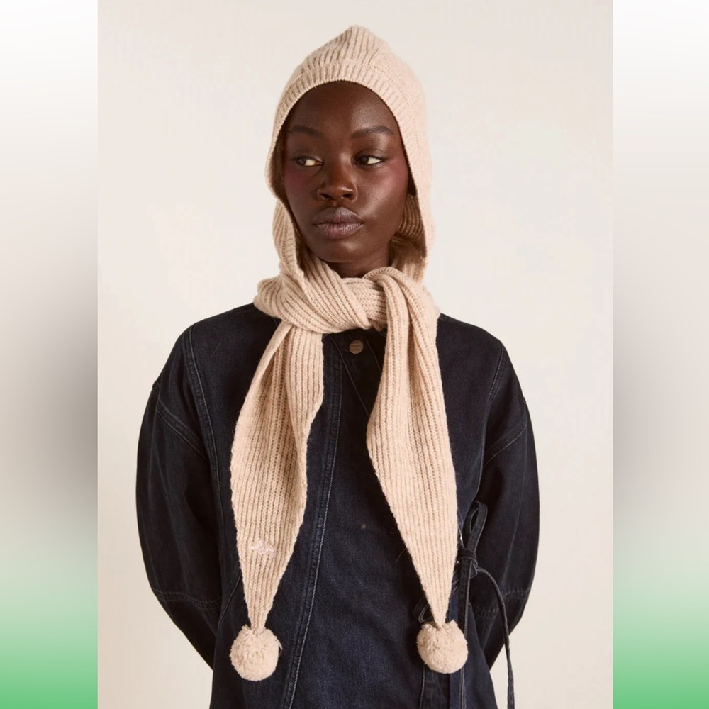 Damson Madder Hooded Scarf / Snood with PomPom, BNWT